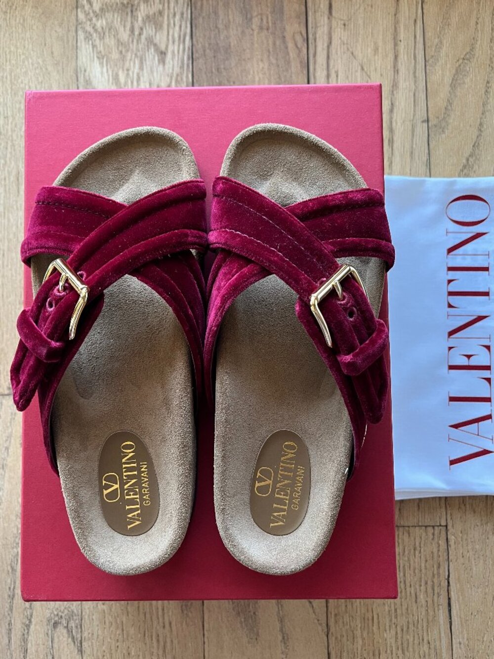 Valentino Size 37 Fussfriend Velvet Slip-On Slides NIB